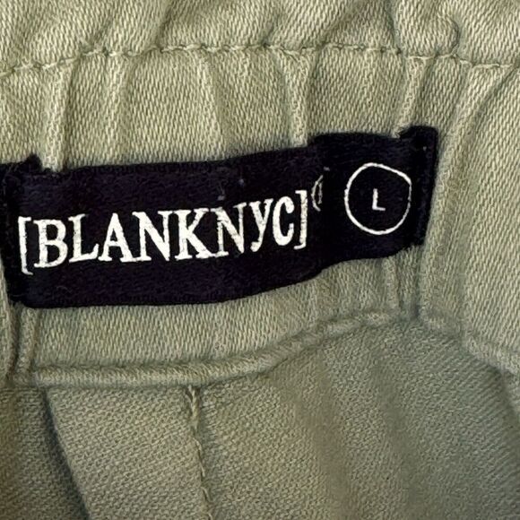 Blank NYC Paper Bag High Waisted Cinch Pants Size Large Wide Leg Olive Green - Picture 12 of 14